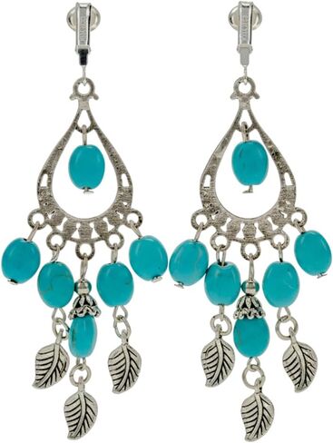 أقراط ألوها مشبك فضي غير مثقوب على أقراط فيروزية متدلية in Kuwait