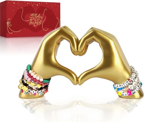 Gold Decor for Living Room Bedroom Bookshelf, Heart Hands Sculpture Decoration, Personalized from Daughter Son Wife (No Bracelets) in Kuwait