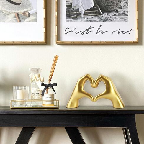 Gold Decor for Living Room Bedroom Bookshelf, Heart Hands Sculpture Decoration, Personalized from Daughter Son Wife (No Bracelets) in Kuwait