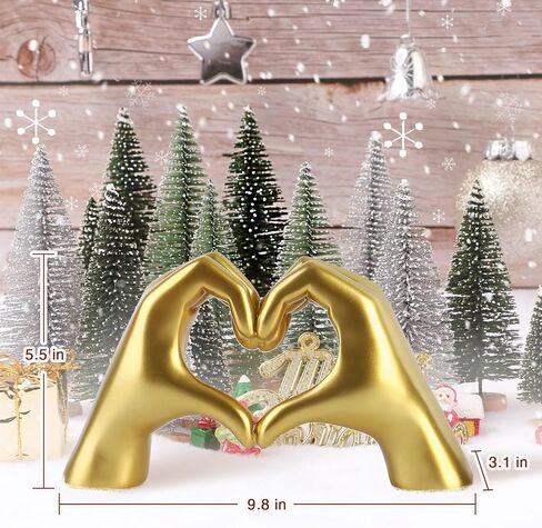 Gold Decor for Living Room Bedroom Bookshelf, Heart Hands Sculpture Decoration, Personalized from Daughter Son Wife (No Bracelets) in Kuwait