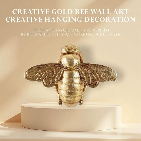 Gold Honey Bee Wall Arts Decor Insect Animal Wall Sculpture Resin Honeybee Home Hanging Decoration for Living Room Bedroom Bathroom Dining Room Kitchen Housewarming Gifts Indoor Outdoor Décor in Saudi Arabia