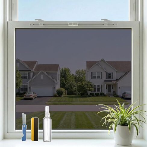 One Way Privacy Window Film,Black-Silver Static Cling, 17.5" x 78.7" in Saudi Arabia