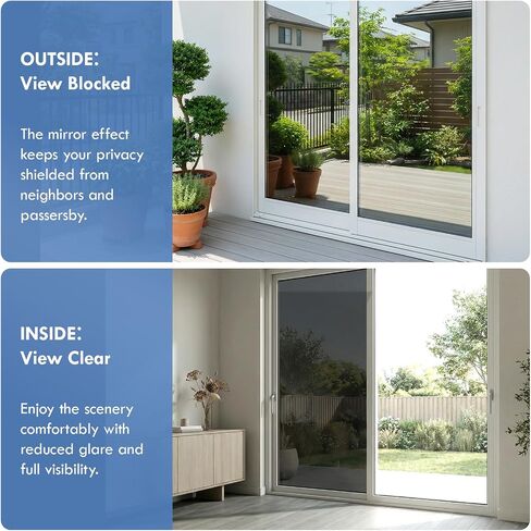 One Way Privacy Window Film,Black-Silver Static Cling, 17.5" x 78.7" in Saudi Arabia
