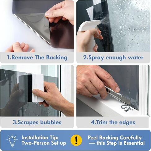 One Way Privacy Window Film,Black-Silver Static Cling, 17.5" x 78.7" in Saudi Arabia