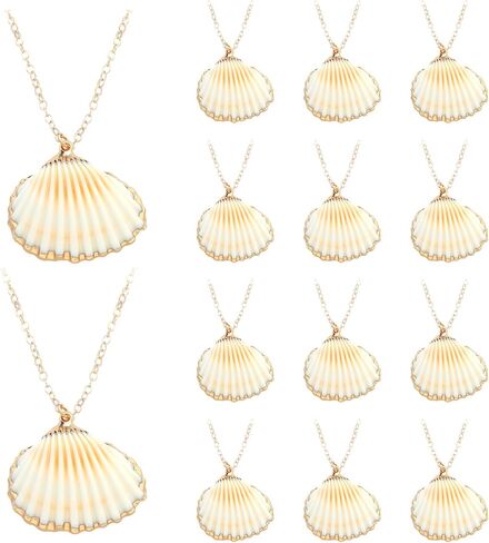 12 Pcs 18k Gold Plated Seashell Gift Necklace 18.7'' Adjustable Scallop Conch Necklaces Luau Beach Jewelry Gifts Ocean Accessories for Summer Vacation in Kuwait