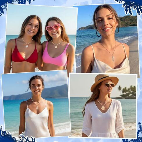 12 Pcs 18k Gold Plated Seashell Gift Necklace 18.7'' Adjustable Scallop Conch Necklaces Luau Beach Jewelry Gifts Ocean Accessories for Summer Vacation in Kuwait
