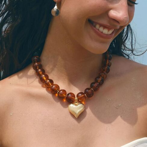 KELORIS PATH Acrylic Hoop Earrings With Chunky Resin Beaded Necklace in Saudi Arabia