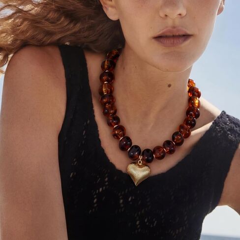 KELORIS PATH Acrylic Hoop Earrings With Chunky Resin Beaded Necklace in Saudi Arabia