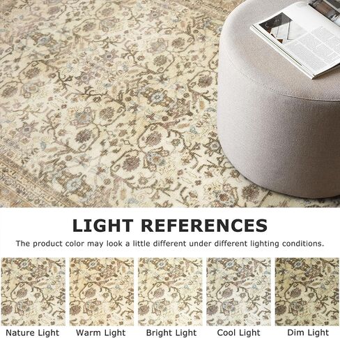 SIILOOM 2x6 Washable Runner Rug for Hallways, Beige Brown Soft Vintage Tribal Kitchen Rugs with Non-Slip, Non-Shedding Tribal Floral Rug for Bedroom Kitchen Porch Laundry Entryway in Saudi Arabia