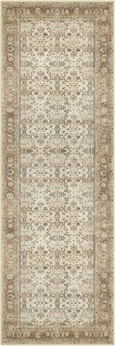 SIILOOM 2x6 Washable Runner Rug for Hallways, Beige Brown Soft Vintage Tribal Kitchen Rugs with Non-Slip, Non-Shedding Tribal Floral Rug for Bedroom Kitchen Porch Laundry Entryway in Saudi Arabia