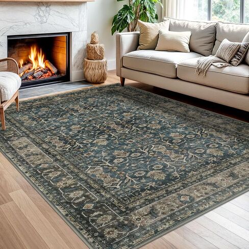 SIILOOM 2x6 Washable Runner Rug for Hallways, Beige Brown Soft Vintage Tribal Kitchen Rugs with Non-Slip, Non-Shedding Tribal Floral Rug for Bedroom Kitchen Porch Laundry Entryway in Saudi Arabia