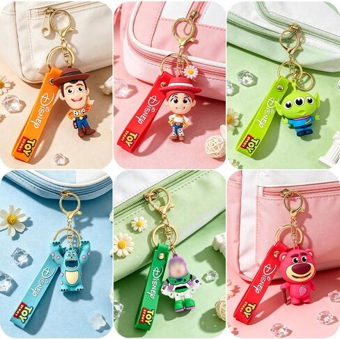 6Pcs Toy Cute Cartoon Keychain, Collectable Cartoon Mini Figure, Fun Anime Keyring Jewelry Accessories for Fans in Saudi Arabia