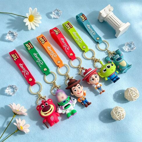 6Pcs Toy Cute Cartoon Keychain, Collectable Cartoon Mini Figure, Fun Anime Keyring Jewelry Accessories for Fans in Saudi Arabia