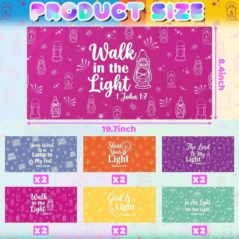 Cuffbow 12 Pcs VBS 2026 Bandanas Bulk Classroom Gift Jesus Is The Light of The World Bandanas Reusable Religious Headband Scarf for Vacation Bible School Summer Church Party in Kuwait