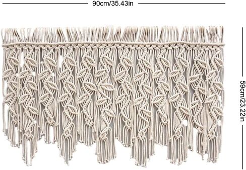 Macrame Valance Curtain for Kichen Windows 35.43x23.22Inch Farmhouse Boho Curtains Bedroom Window Tassels Leaf Valance Treatments for Livingroom Kitchen Bathroom Wall Decor in Saudi Arabia