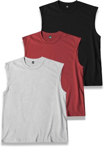 3 Pack Men's Summer Thin Tank Top Sleeveless T-Shirt Fashionable Casual Vacation Beach Sports Athletic Running Fitness in Kuwait