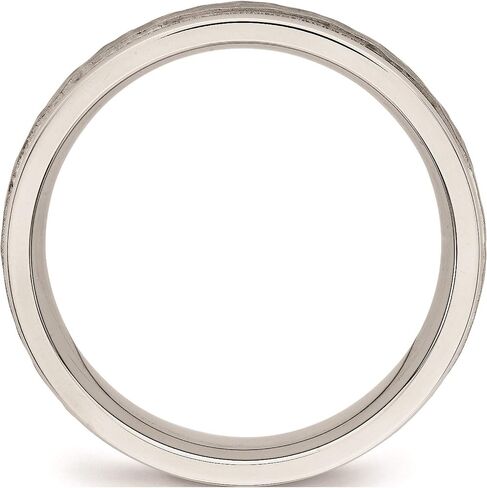 Jewelry By Sweet Pea Stainless Steel Polished Hammered and Grooved 6.00mm Band (Width=6) in Kuwait