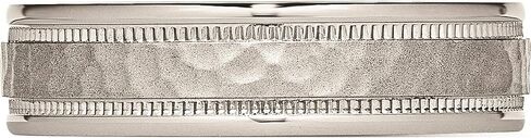 Jewelry By Sweet Pea Stainless Steel Polished Hammered and Grooved 6.00mm Band (Width=6) in Kuwait