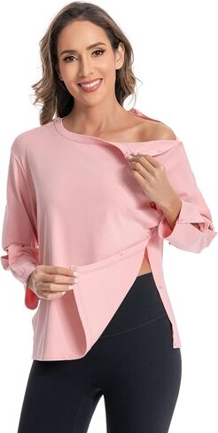 Post Shoulder Surgery Shirts for Women,Cuff Tear Away Tops，After Rotator Cuff Shirts Chemo Port Adaptive Clothing in Saudi Arabia