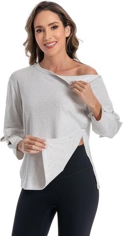Post Shoulder Surgery Shirts for Women,Cuff Tear Away Tops，After Rotator Cuff Shirts Chemo Port Adaptive Clothing in Saudi Arabia