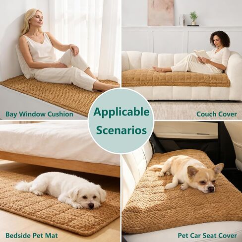 Waterproof Sofa Covers for Pets, Non Slip Fuzzy Couch Cover, Dog Furniture Bed Protector, Soft Plush Sofa Slipcover (Brown, 29"x71") in Kuwait