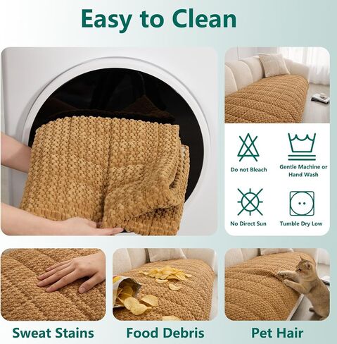 Waterproof Sofa Covers for Pets, Non Slip Fuzzy Couch Cover, Dog Furniture Bed Protector, Soft Plush Sofa Slipcover (Brown, 29"x71") in Kuwait