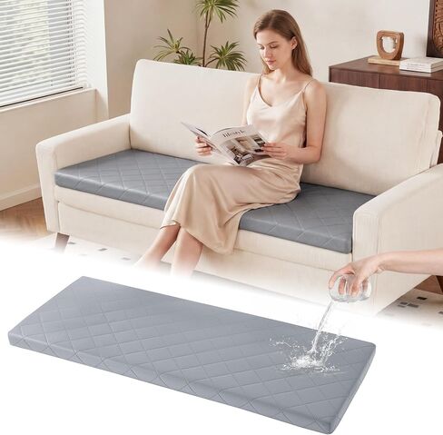 HOMBYS Waterproof Quilted Sofa Topper Pad, Non-Slip Couch Top Cushion with Thick Padding for Enhanced Comfort, Furniture Protector for Pets, Kids & Spills, Washable Slipcover for Sofa(71×24×2.5in) in Kuwait