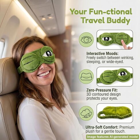 3D Frog Sleep Mask, Funny Cute Frog Eye Mask for Sleeping, Soft Comfortable Blindfold for Nap Travel Airplane Night Sleep (1 Pcs) in Kuwait