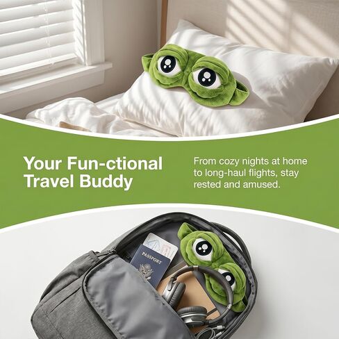 3D Frog Sleep Mask, Funny Cute Frog Eye Mask for Sleeping, Soft Comfortable Blindfold for Nap Travel Airplane Night Sleep (1 Pcs) in Kuwait