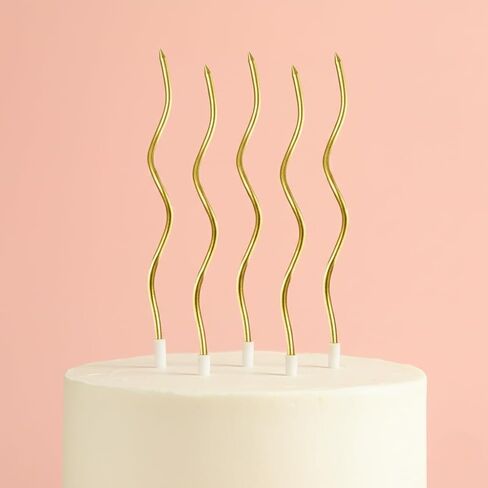 48-Count Gold Spiral Long Thin Metallic Birthday Candles, Cake Candles, Birthday Parties, Wedding Decorations, Party Candles in Saudi Arabia