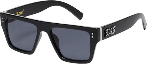 Locs Men's Rectangular Sunglasses - Flat Top Metal Accents - 91257 - Includes Pouch & Iconoclast 1-Year Protection Plan in Kuwait