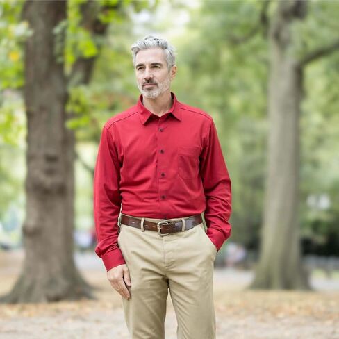 MagnaReady Men’s Adaptive Magnetic Front Long Sleeve Tech Shirt – Cooling Performance Fabric, Chest Pocket, Easy Dressing for Seniors, Disabled, Arthritis, & Limited Mobility, Red, Large in Saudi Arabia
