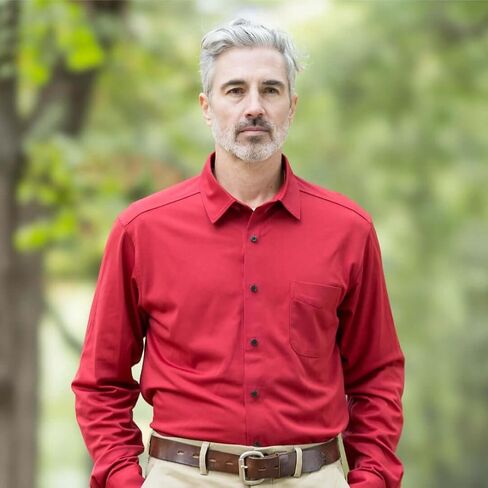 MagnaReady Men’s Adaptive Magnetic Front Long Sleeve Tech Shirt – Cooling Performance Fabric, Chest Pocket, Easy Dressing for Seniors, Disabled, Arthritis, & Limited Mobility, Red, Large in Saudi Arabia