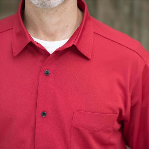MagnaReady Men’s Adaptive Magnetic Front Long Sleeve Tech Shirt – Cooling Performance Fabric, Chest Pocket, Easy Dressing for Seniors, Disabled, Arthritis, & Limited Mobility, Red, Large in Saudi Arabia
