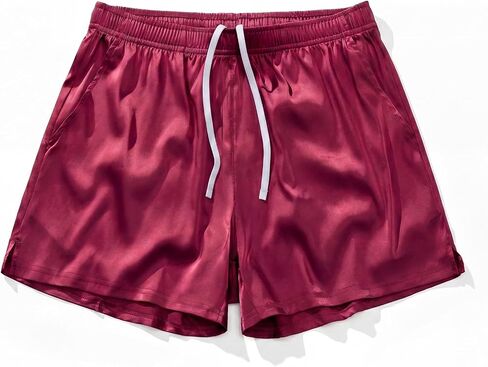 AIMPACT Men's Satin Sleep Shorts 4" Inseam Boxers Soft Silk Lounge Pajama Bottom with Pockets for Home and Nightwear in Kuwait