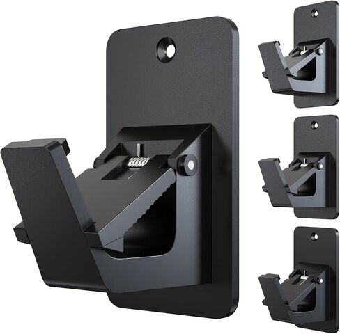 Adhesive No Drill Curtain Rod Brackets - Heavy Duty 30LB Holders for Bathroom Bedroom Kitchen, Universal Damage-Free Window Rod Hooks with Nail-Free Installation (4PC Black) in Saudi Arabia