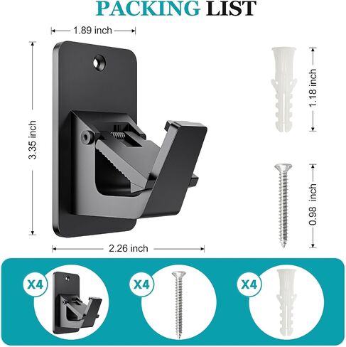 Adhesive No Drill Curtain Rod Brackets - Heavy Duty 30LB Holders for Bathroom Bedroom Kitchen, Universal Damage-Free Window Rod Hooks with Nail-Free Installation (4PC Black) in Saudi Arabia