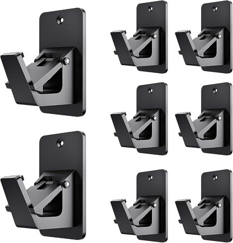 Adhesive No Drill Curtain Rod Brackets - Heavy Duty 30LB Holders for Bathroom Bedroom Kitchen, Universal Damage-Free Window Rod Hooks with Nail-Free Installation (4PC Black) in Saudi Arabia