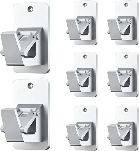 Adhesive No Drill Curtain Rod Brackets - Heavy Duty 30LB Holders for Bathroom Bedroom Kitchen, Universal Damage-Free Window Rod Hooks with Nail-Free Installation (4PC Black) in Saudi Arabia