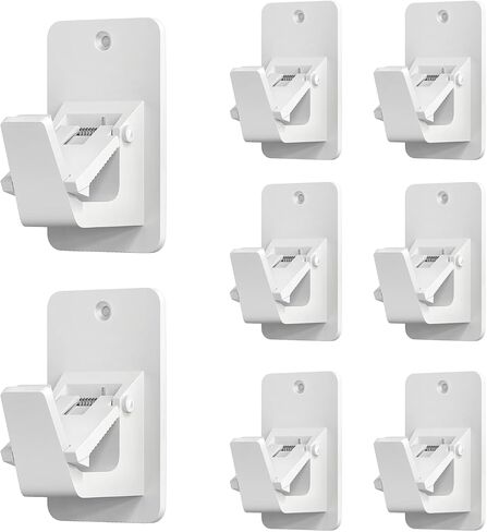 Adhesive No Drill Curtain Rod Brackets - Heavy Duty 30LB Holders for Bathroom Bedroom Kitchen, Universal Damage-Free Window Rod Hooks with Nail-Free Installation (4PC Black) in Saudi Arabia