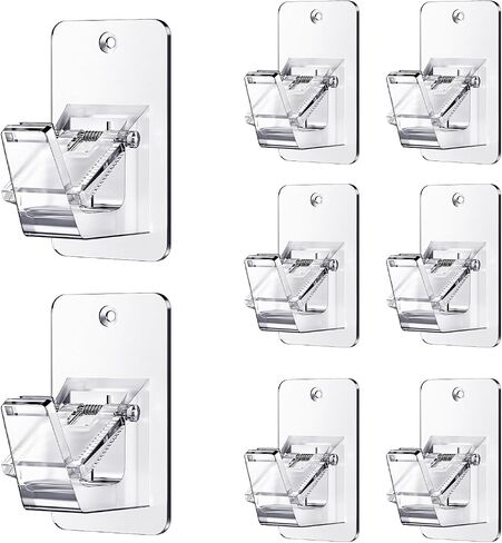 Adhesive No Drill Curtain Rod Brackets - Heavy Duty 30LB Holders for Bathroom Bedroom Kitchen, Universal Damage-Free Window Rod Hooks with Nail-Free Installation (4PC Black) in Saudi Arabia