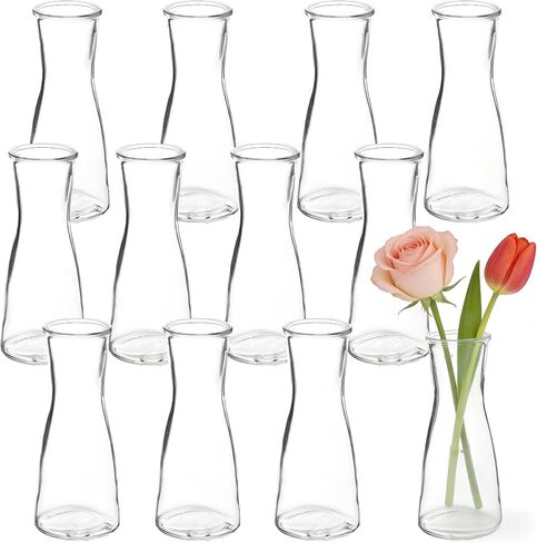 12 Set Glass Bud Vases for Centerpieces Small Clear Flower Vase Modern Decorative Vases Mini Clear Bud Vases Mini Decorative Bulk Vase for Bridal Shower Wedding Birthday Party Dining Table Decor in Kuwait