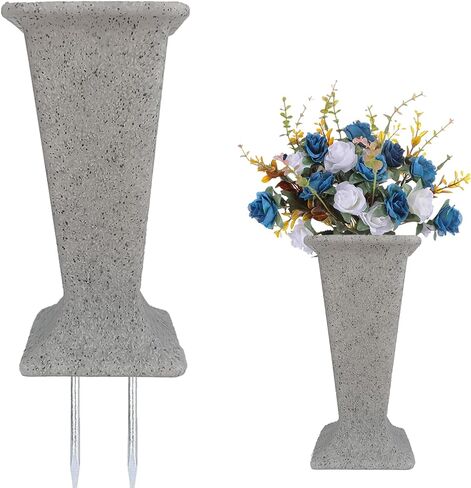 Cemetery Vase for Grave Headstones with Metal Spike Flowers Fake Floral Holder for Atificial Outdoor Tombstone Decorations Markers memorials Sympathy for Loss of Loved Ones in Saudi Arabia