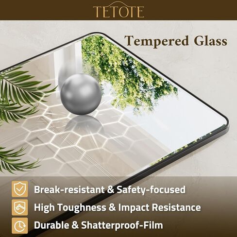 TETOTE Brushed Nickel Bathroom Mirror 24 x 30 Beveled Edge Tempered Glass, Rounded Corner Rectangle Bathroom Mirror for Over Sink for Modern Bathroom, Living Room, Bedroom, Entryway in Kuwait