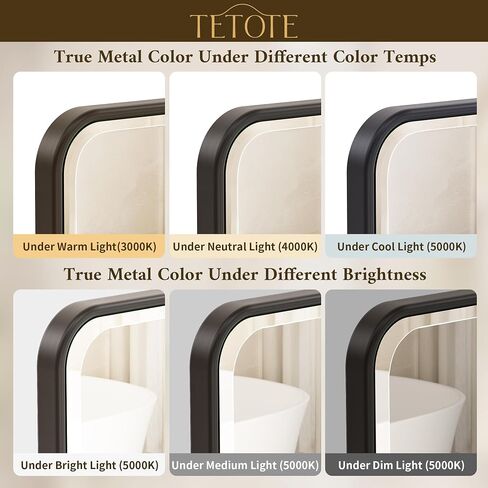TETOTE Brushed Nickel Bathroom Mirror 24 x 30 Beveled Edge Tempered Glass, Rounded Corner Rectangle Bathroom Mirror for Over Sink for Modern Bathroom, Living Room, Bedroom, Entryway in Kuwait