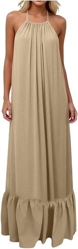 Linen Dresses for Women 2026 Summer Casual Maxi Dress Sleeveless Backless Cami Beach Dress Sundress in Saudi Arabia