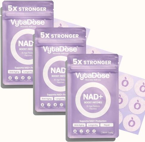 Premium High Dose NAD+ Patches for Women and Men – 5X Stronger - a New kind of NAD+ Patch for Daily Energy & Focus – Wellness Patches - Water Resistant, Vegan, Extra Strong, 3 pack, 3 Months Supply in Saudi Arabia