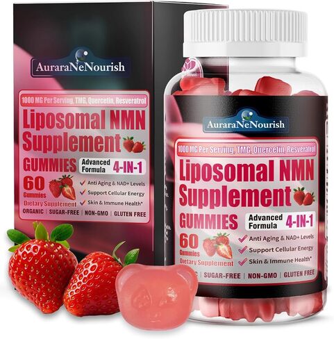 NMN Supplement 1000mg, 4-in-1 Liposomal NMN Gummies with Resveratrol, Quercetin & TMG for NAD+ Levels, NMNH Alternative, Supports Healthy Aging, Cellular Energy & Immune Health, 60 Count in Saudi Arabia