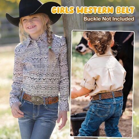 SANSTHS Kids Western Belt without Buckle Genuine Leather Boys Girls Belt Strap Cowgirl Cowboy Belts for Jeans Western Gifts in Kuwait