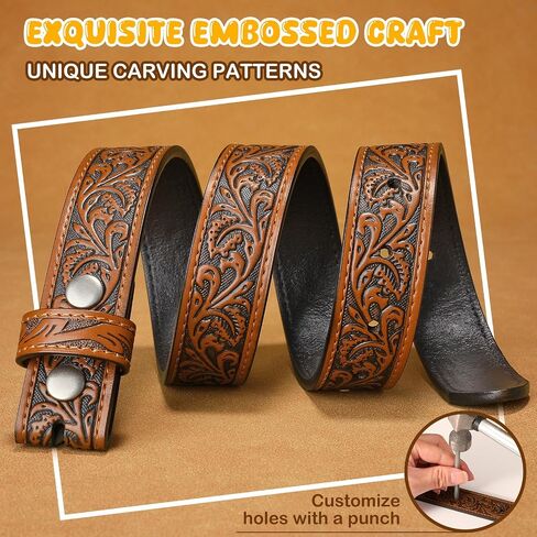 SANSTHS Kids Western Belt without Buckle Genuine Leather Boys Girls Belt Strap Cowgirl Cowboy Belts for Jeans Western Gifts in Kuwait